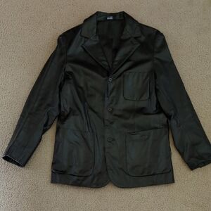 Vintage GAP Men's Dark Brown Black Espresso Leather 3 Button Up Pea Coat